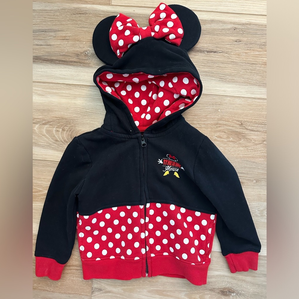Disney Parks Minnie Mouse Zip Up Hoodie 3T